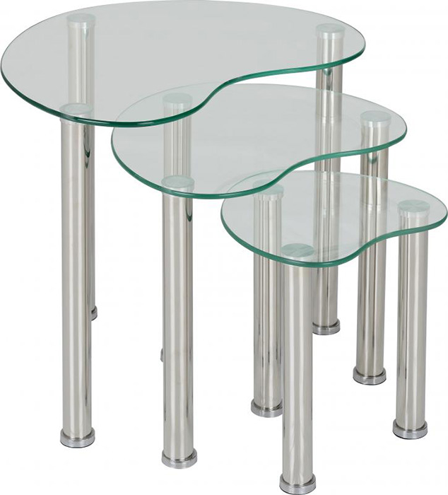 Cara Nest of Tables in Clear Glass - Click Image to Close